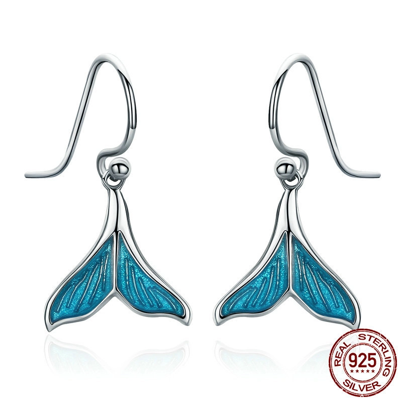 (image for) Pandora Style Silver Fishtail Hanging Earrings - SCE065 - Product Image