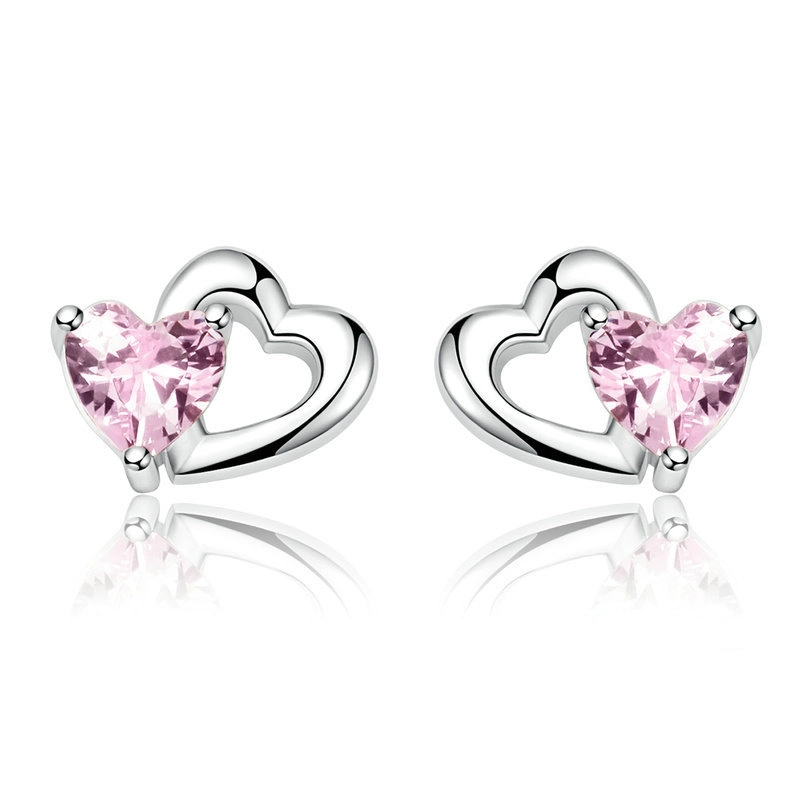 (image for) Pandora Style Silver Heart and Soul Stud Earrings - SCE090 - Product Image