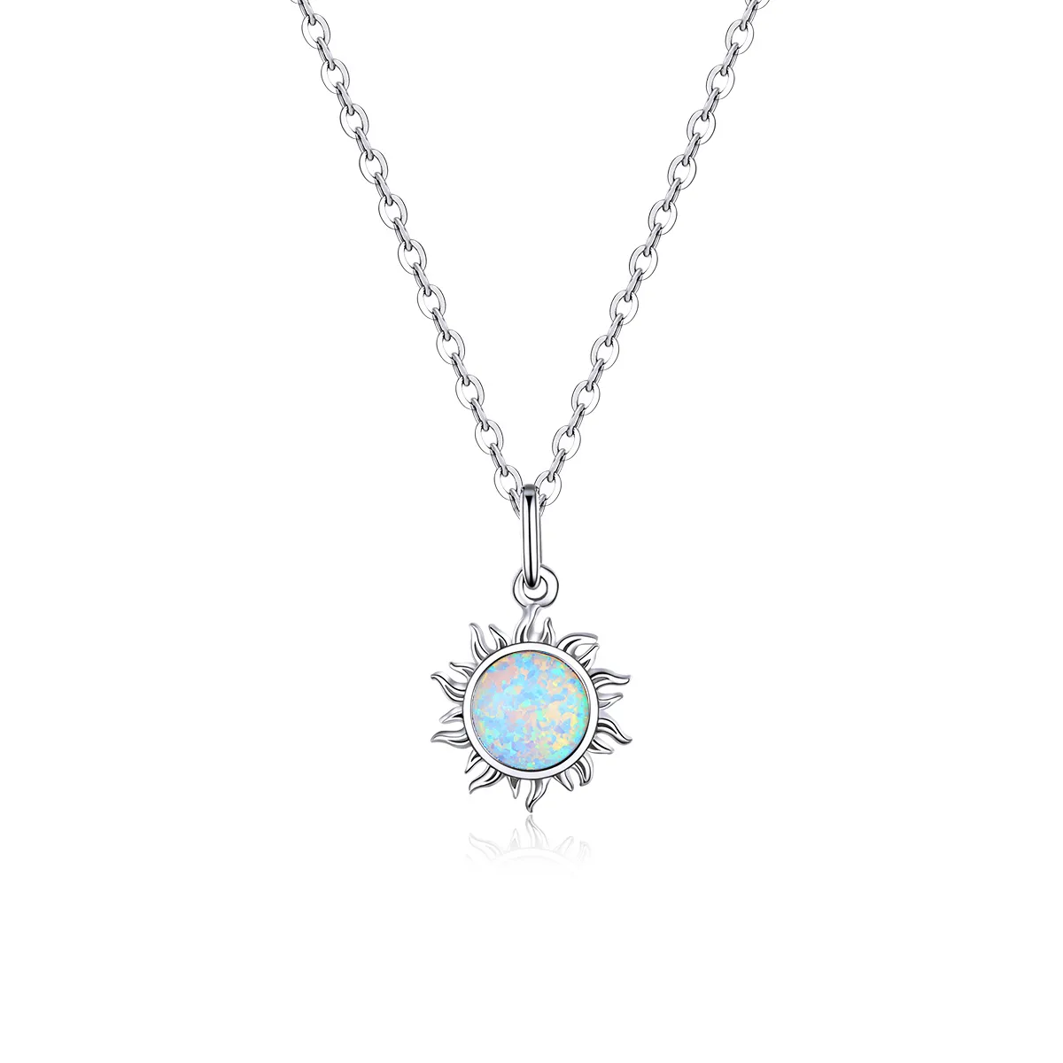 Pandora Style Silver Blue Sun Necklace - SCN399