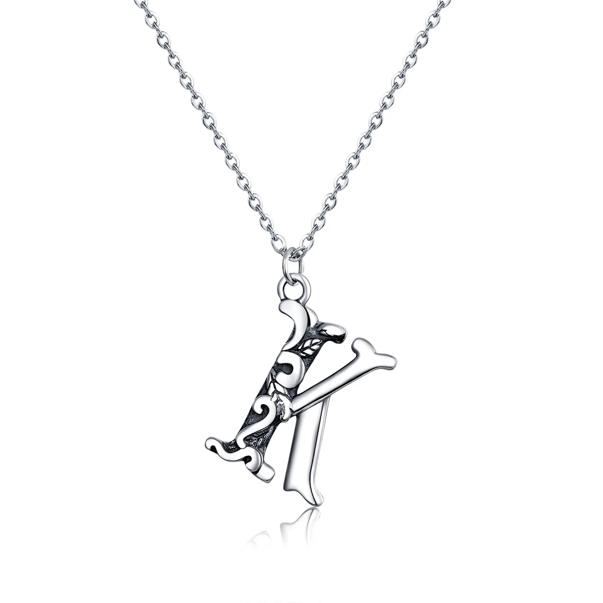 pandora style silver lucky letter k necklace scn403