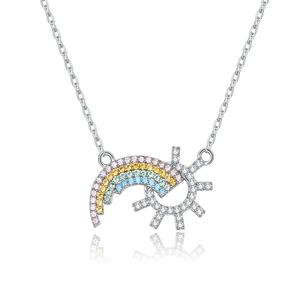pandora style silver rainbow necklace scn366