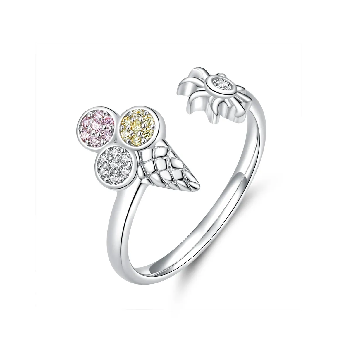 pandora style silver ice cream ring scr529