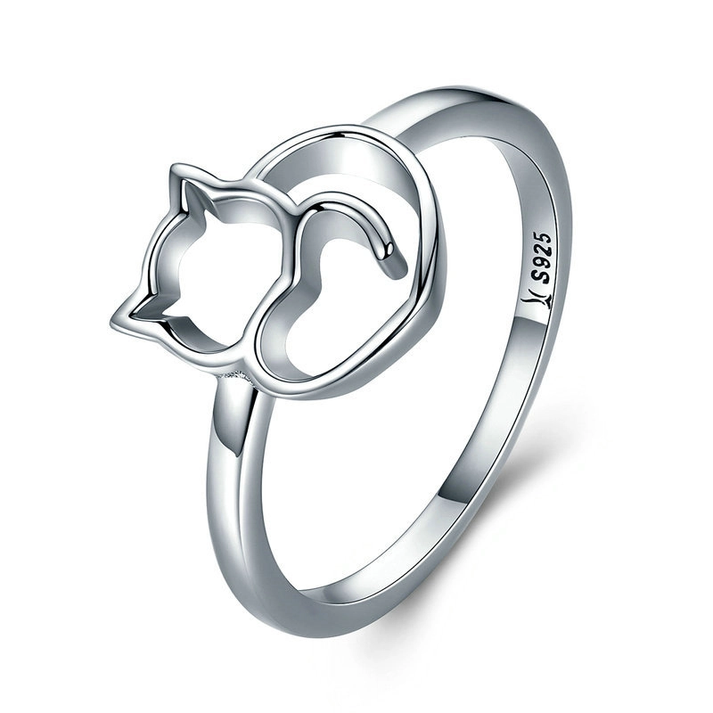 (image for) Pandora Style Silver Naughty Kitten Ring - SCR104 - Product Image