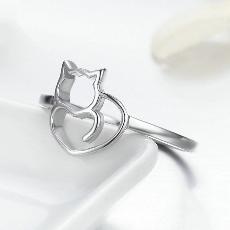 (image for) Pandora Style Silver Naughty Kitten Ring - SCR104 - View 2